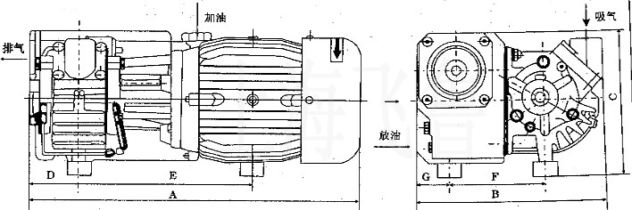 XD型旋片式真空泵安裝尺寸圖